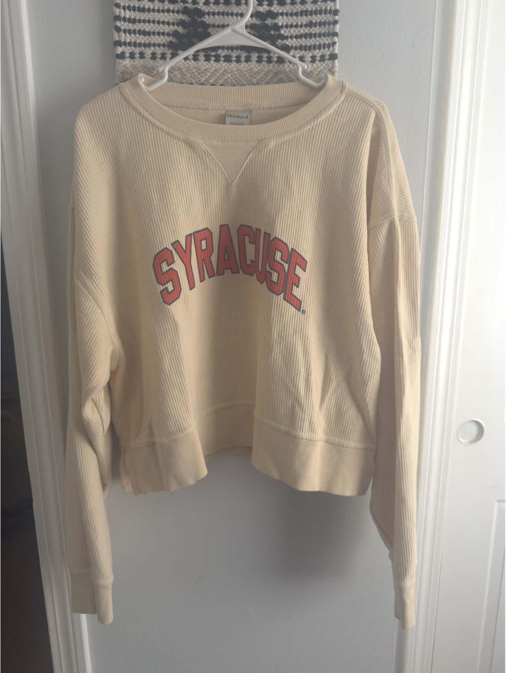 Chicka-d Syracuse Cream Ribbed Sweatshirt Size L